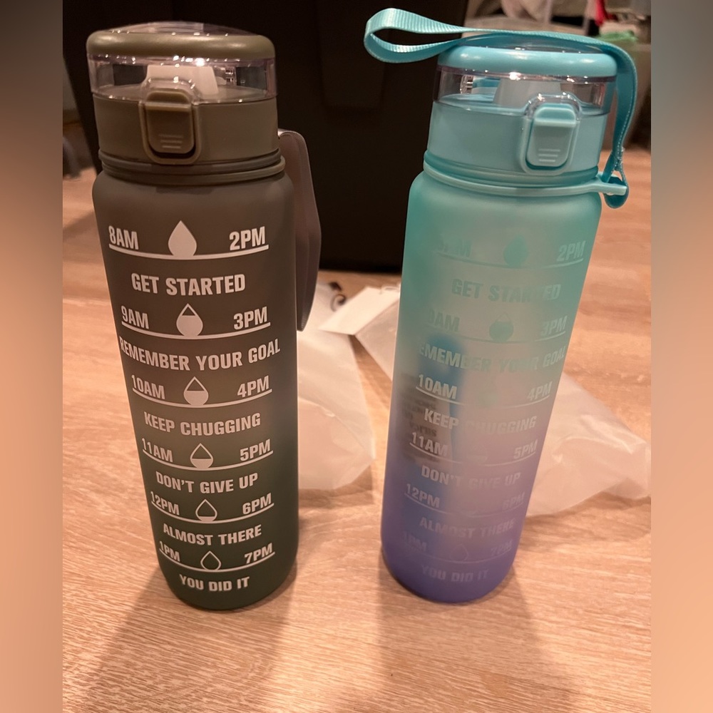 10” tall water goals water bottles- set of 2